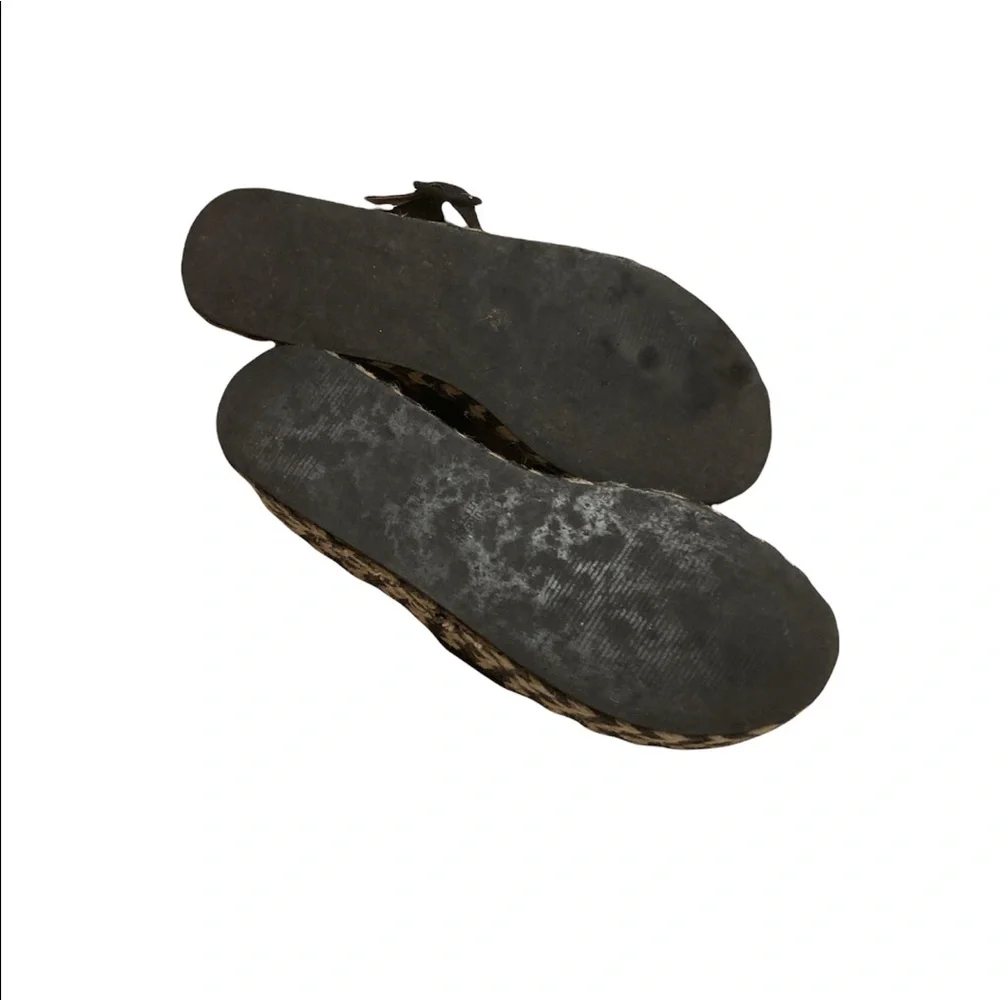 Urban Outfitters UO Platform Espadrille Black Suede Chevron Pattern Size 7